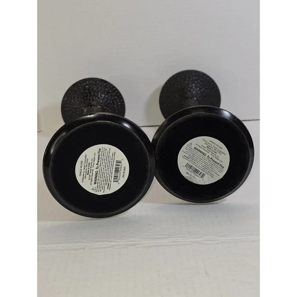 Target Set Of 2 Hammered Textured Dark Pillar Tapered Rustic Candle Holders 11